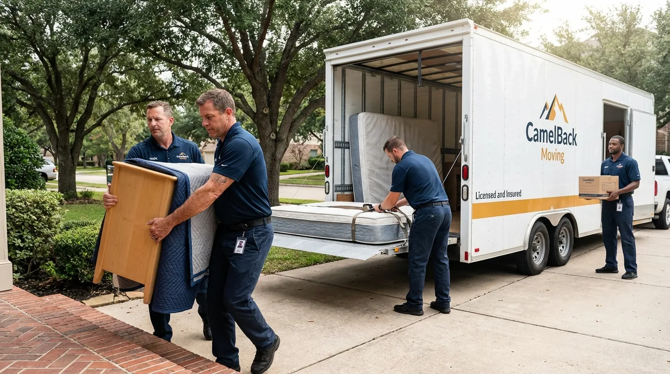 Crew loading residential truck for cross-state move from Woodburn, OR