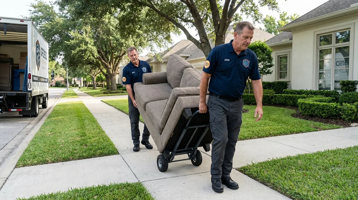 Local residential moving crew loading furniture in Woodburn, OR